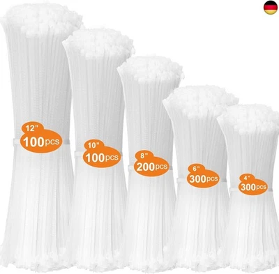 DUNSOO Kabelbinder 1000 Stück Kabelbinder Set 100/150/200/250/300mm kabelbinder
