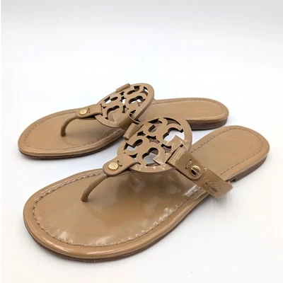 Sandalias de tanga Tory Burch Miller charol para mujer marrón tostado talla US7M EU38 Foto 1 de 4