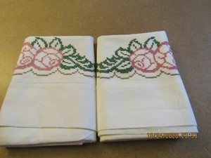 Juego de funda de almohada rosa vintage bordada a mano  - Imagen 1 de 5