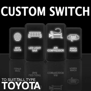 CUSTOM SWITCH - White LED Tall-Style Toyota Push Switch ON/OFF (1.54" x 0.83") - Picture 1 of 6
