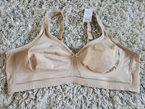 Cacique Bra 48C Beige Lightly Lined No Wire Full Coverage Adjustable Strap Mesh - Picture 1 of 6