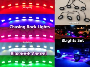 JHB 8PCS Set CHASING Flowing LED Bluetooth Car Truck Offroad Rock Crawler Lights - Picture 1 of 15