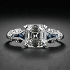 2.50Ct Asccher Lab Created Diamond Art Deco Style Wedding White Gold Plated Ring