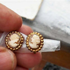 Teeny Tiny CAMEO EARRINGS 1930 Gold Filled Dainty Carved Shell Cameo Screw Back
