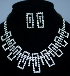 Made with Swarovski Elements Wedding/Formal Necklace Earring Set - Picture 1 of 5