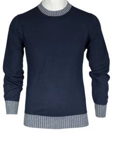 Jersey de cuello redondo Fioroni azul oscuro con cuello ACCCCCgris claro - Imagen 1 de 8