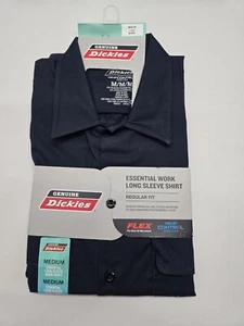 Dickies Essential Work Long Sleeve Blue Flex Shirt MED Temp Control Reg Fit New - Picture 1 of 2