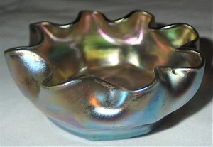 "MINT!!" ANTIQUE L.C.T. TIFFANY FAVRILE MASTER SALT CELLAR GLASS GOLD ART BOWL - Picture 1 of 12