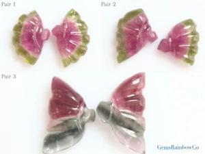 Tourmaline carved Butterfly Wings, Natural Loose Gemstone, Tourmaline Carving - Picture 1 of 13