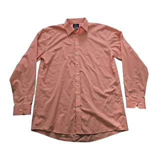Stafford Mens 17 1/2 38 39 X Tall Button Up Long Sleeve Dress Shirt Salmon Pink - Picture 1 of 11