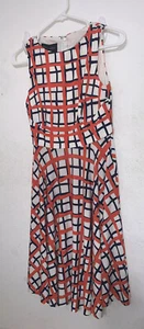 Abito Donna Morgan A-Line Tg 0 senza maniche blu scuro/nero arancione bianco a quadri - Foto 1 di 8