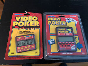 2 New Vintage Rare Radica Draw & Video Poker 2000 Pocket Game Model 510 & 410
