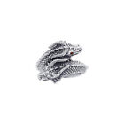 Merlin's Twin Dragon .925 Sterling Silver Ring by Peter Stone Jewelry Garnet