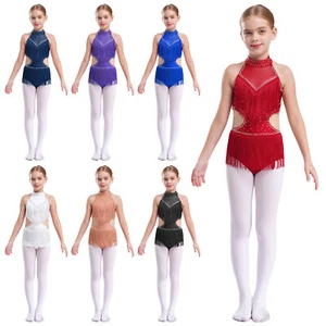 Niños Niñas Ropa de Baile Rumba Leotardo Tango Body Recorte Halter Cuello Gimnasia - Imagen 1 de 57