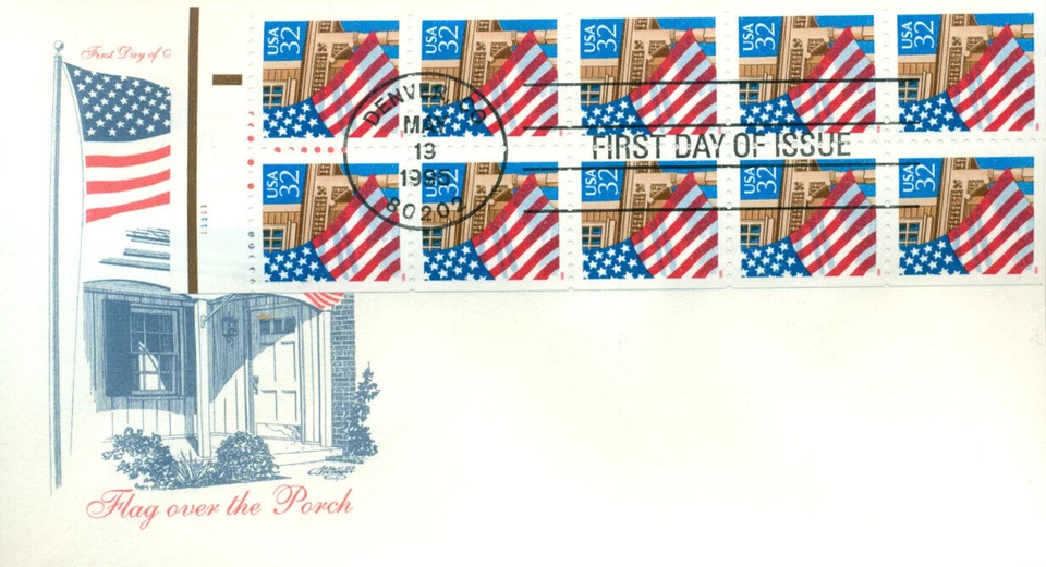1995 FDC - Scott# 2916a - Flag/Porch Bklt Pane - Artmaster Cachet  UA - Image 1 of 1