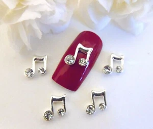 3D Nail Art Silver Rhinestone *Music Notes* Alloy Metal Nail Craft Decorations - Picture 1 of 1