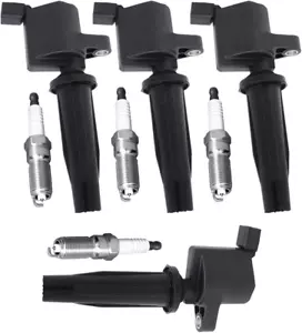 Set of 4 Iridium Spark Plug and 4 Ignition Coil Pack 2010-2021 Ford Lincoln Merc - Picture 1 of 4