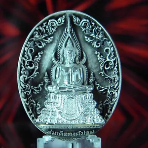 Thailändisches Amulett Somdej OngPathom Buddha Chinnarat ThaoWessuwan Münze echtes Silber #188 - Bild 1 von 12