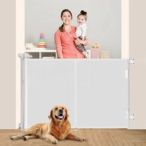 Extra hohes einziehbares Netz Sicherheitstor 42x59 Zoll für Baby oder Haustier, weiß - Bild 1 von 15