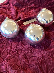 3 pcs silver mirror christmas ornaments 6" #3254 - Bild 1 von 6