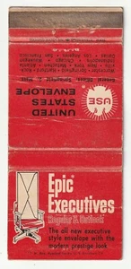 COUVERTURE MATCHBOOK - ENVELOPPE ÉTATS-UNIS - SPRINGFIELD MASSACHUSETTS - EXÉCUTIF - Photo 1/3