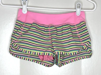 Ivivva by Lululemon Niñas 8 Pantalones Cortos Atléticos para Correr a Rayas con Cintura Rosa Foto 1 de 4