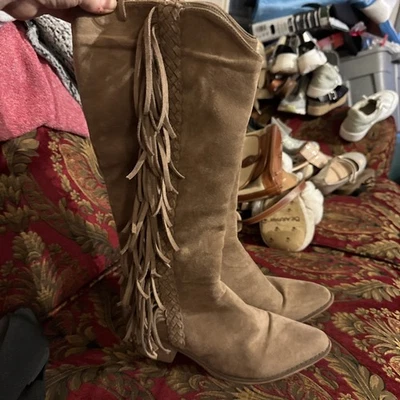 Pierre Dumas Mujer Vaquera Occidental Botas Flecos Country Marrón Talla 10 Foto 1 de 4