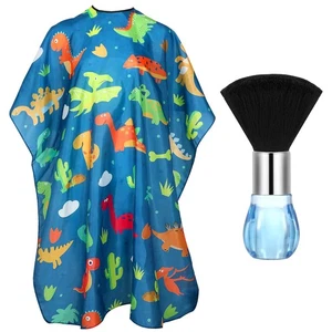Kids Barber Cape with Neck Duster Brush, (Cartoon Dinosaur Pattern) - Picture 1 of 7