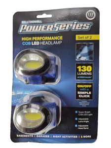 Adjustable Lens and Headband Bell & Howell Blue COB LED Headlamp Set Of 2 - Picture 1 of 6