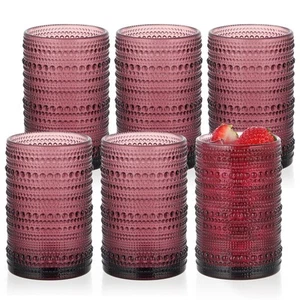 6 Stück geprägte Trinkgläser, 15oz Vintage Longdrinkgläser, Perlenglas... - Bild 1 von 6