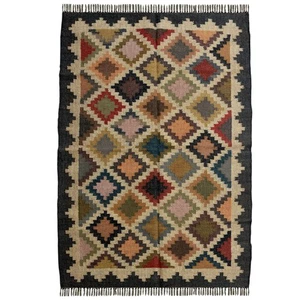 Elegant Wool Jute Kilim Rug Carpet 4x6 ft Flatweave Bedroom - Picture 1 of 5