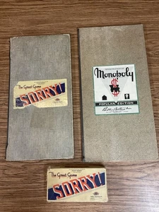 Vintage Parker Brothers MONOPOLY Spielbrett nur plus SORRY Brett und Figuren - Bild 1 von 8