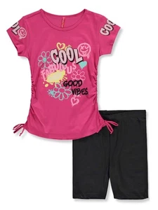 Cute 4 U Girls' 2-Piece Cool Bike Shorts Set Outfit Color: fuchsia Size: 4 - Picture 1 of 1