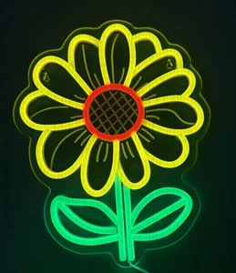 SunFlower Neon Wall Light / Sign , LED, Vibrant Wall Decor - Picture 1 of 2