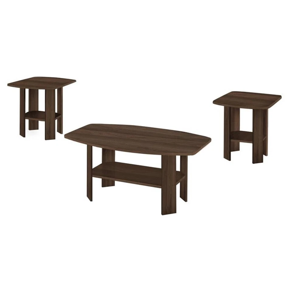 Juego de mesa de 3 piezas juego de café con acento lateral sala de estar laminado nogal Foto 1 de 4