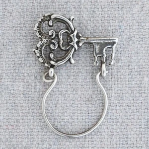 Vintage Sterling Silver Skeleton Key Charm Holder Necklace Pendant - Picture 1 of 5