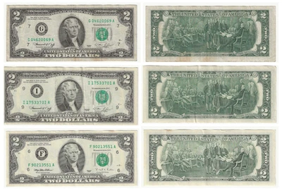 Three $ 2.00 bills - Image 1 of 4