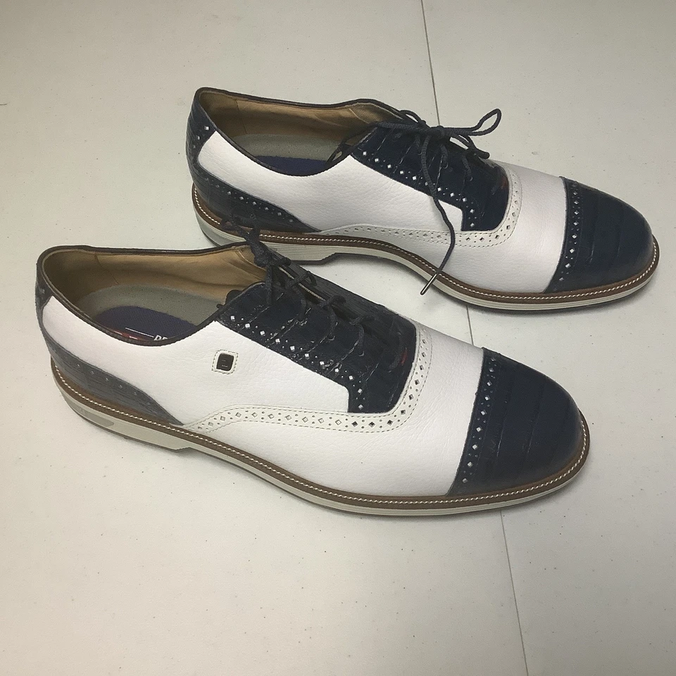 Zapatos de golf FootJoy Dryjoys Premiere Series Tarlow - blancos/azul marino 53904 talla 14 M Foto 1 de 4