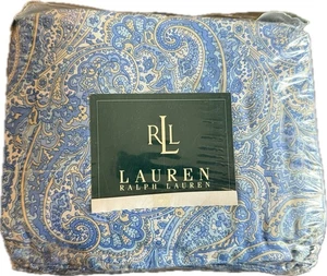 Neu Ralph Lauren Hafenblick immergrün blau Paisley King Size flaches Laken weiß - Bild 1 von 3