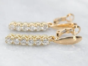 2Ct Round Cut Lab-Created Diamond Drop Dangle Earrings 14k Yellow Gold Plated - Picture 1 of 3