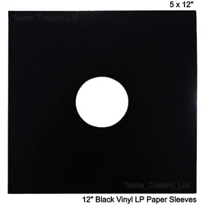 12" Black LP Vinyl Heavy Weight Paper Record Inner Sleeves with Hole New LOT - Afbeelding 1 van 64