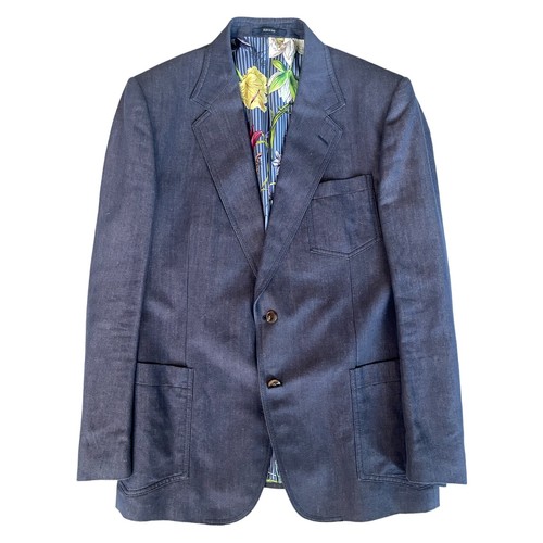 IT 58R Blazer da uomo blu cotone lino Gucci