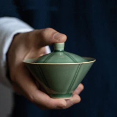 Mini 90 ml Celadon Porcelana Gaiwan Para Té Verde Sólido Tureen Con Tapa Tetera Foto 1 de 4