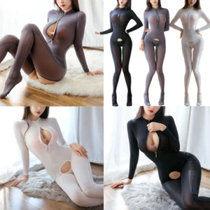 Women Sexy Crotchless Bodystocking See Through Sheer Jumpsuit Babydoll Nightwear - Picture 1 of 35