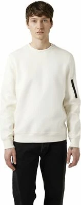 J. Lindeberg 男式 Ean 圆领运动衫 FMJS05780 A003 白色 中号 全新 — 第 1/4 张图片