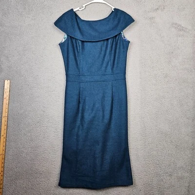 COLLECTIF LONDON Mujer Mezcla Lana Pin Up Midi Vestido Vaina Verdoso Talla 10 Foto 1 de 4