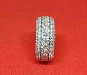 Men Band Ring Lab Created Diamond 1.76Ct Round 14K White Gold Plated - Picture 1 of 2