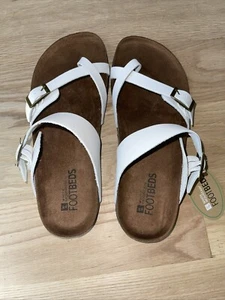 NWT White Mountain Footbeds Women's Gracie WHITE Leather Sandals Size 10 - Picture 1 of 2