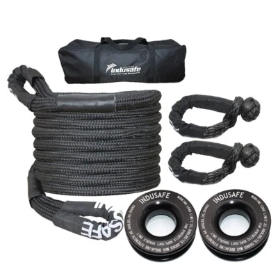 1" x 30' Kinetic Recovery Tow Rope Kit w/2 Soft Shackles and 2 Recovery Ring - Image 1 of 4
