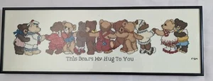 "Oso de peluche de colección con punto de cruz con marco grande con vidrio 22"" X 7,5" - Imagen 1 de 6
